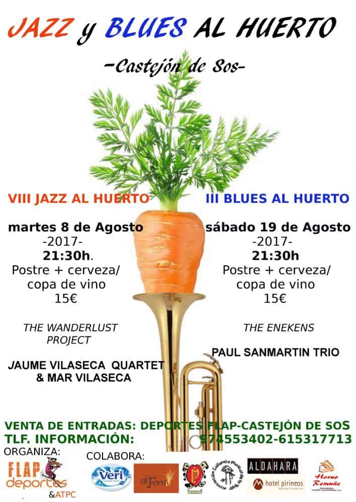 Cartel de JAZZ Y BLUES AL HUERTO - Agosto 2017
