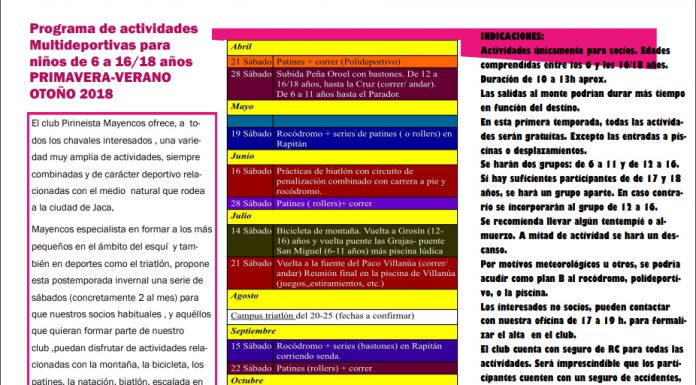 JACA: Programa multideportivo primavera-verano-otoño Club Mayencos