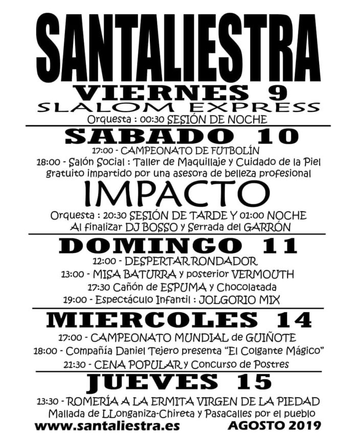Santaliesta fiestas 2019