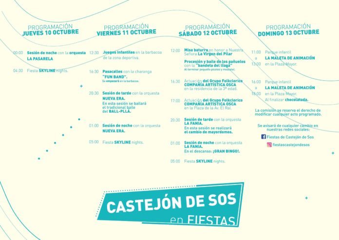 PROGRAMACIÓN FIESTAS CASTEJÓN DE SOS 2019