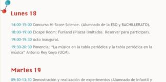 Programa de la Semana de la Ciencia en Benasque días 18 y 19