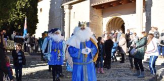 Los Reyes Magos en su estancia grausina el pasado mes de enero (Foto: Angel Gayúbar)