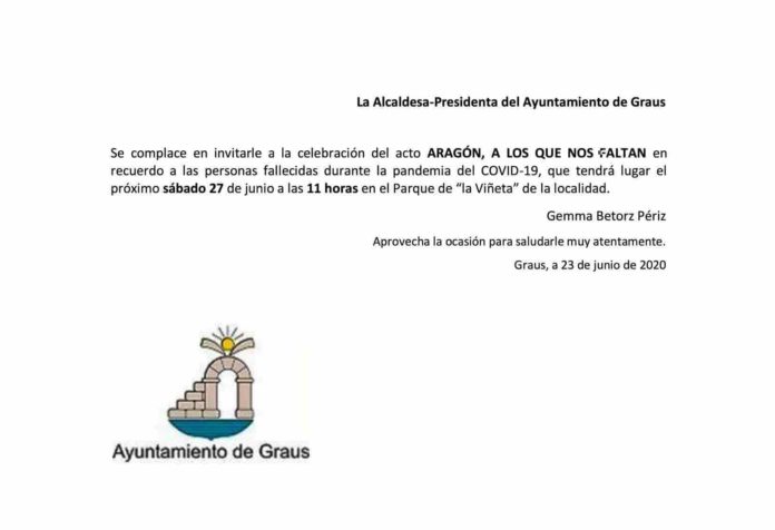 Graus. Acto en memoria de los fallecidos por la Covid-19