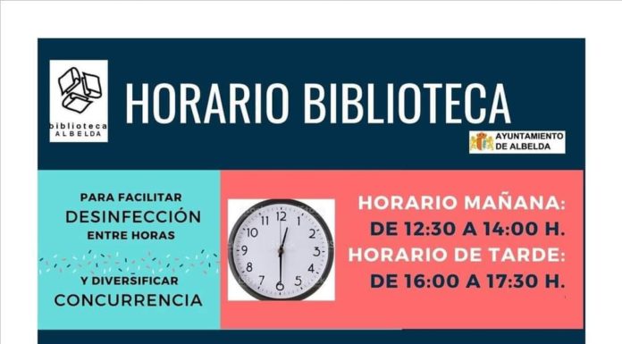 ALBELDA: Nuevo horario de la biblioteca