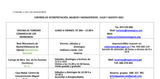 Información de enclaves y lugares de interés de Los Monegros para los meses de julio y agosto