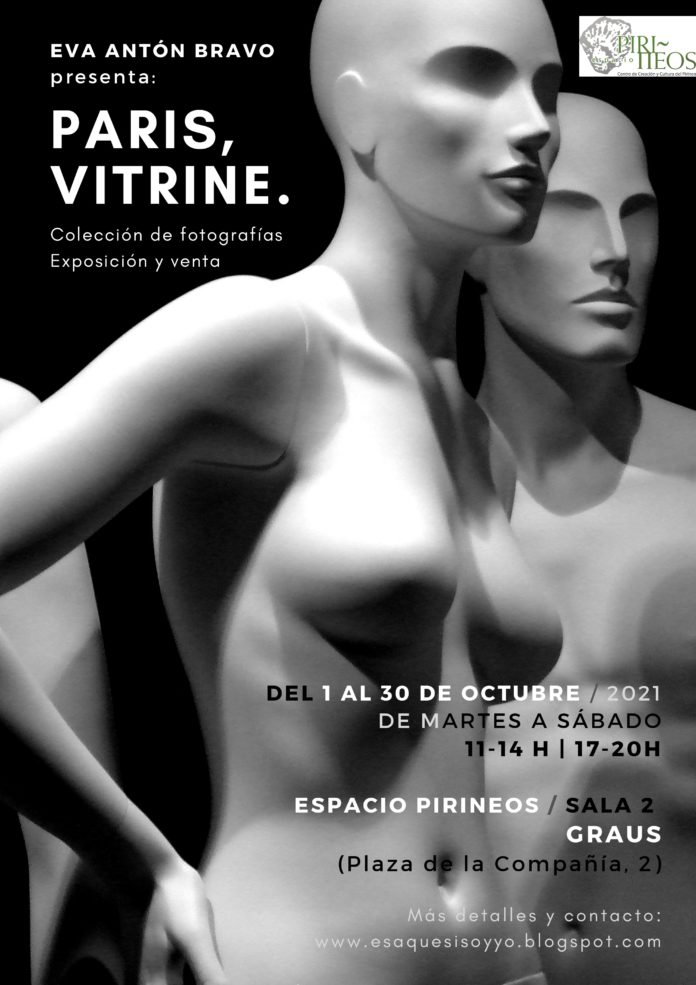 Cartel informativa de la exposición Paris, vitrine ques e puede ver en Espacio Pirineos