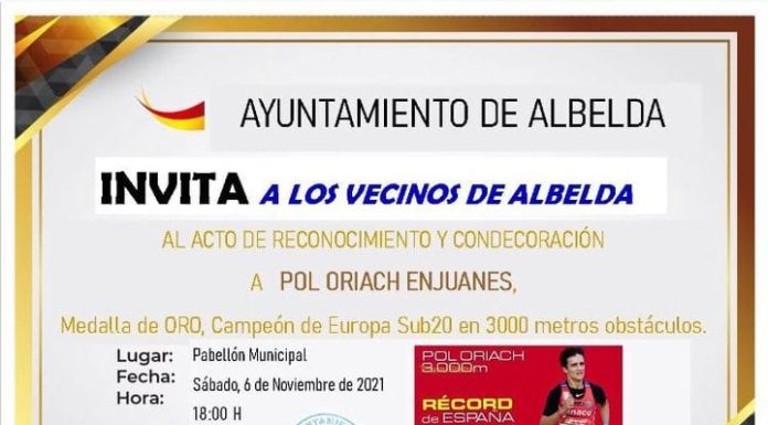 ALBELDA: Acto de reconocimiento y condecoración a Pol Oriach Enjuanes