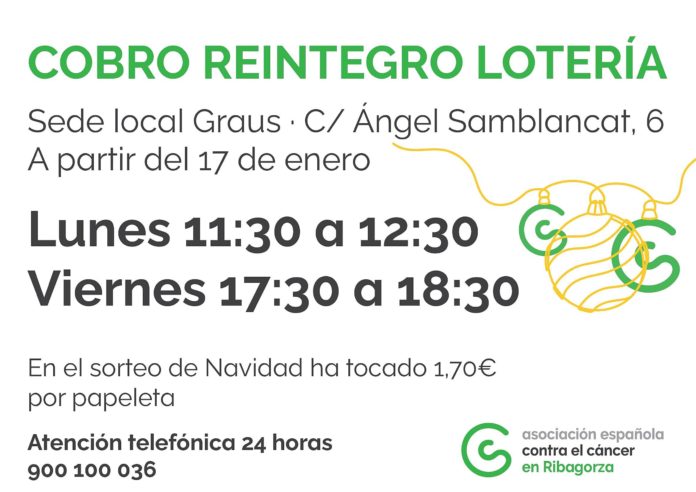 Graus. Cobro reintegro de la lotería de la AECC