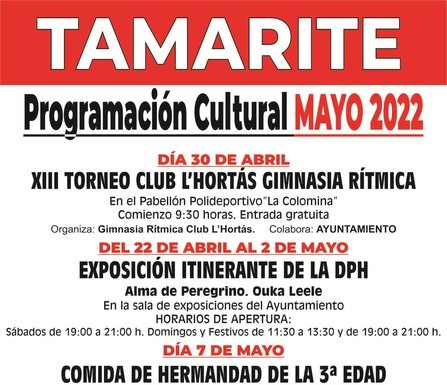 TAMARITE DE LITERA: Programación cultural de mayo