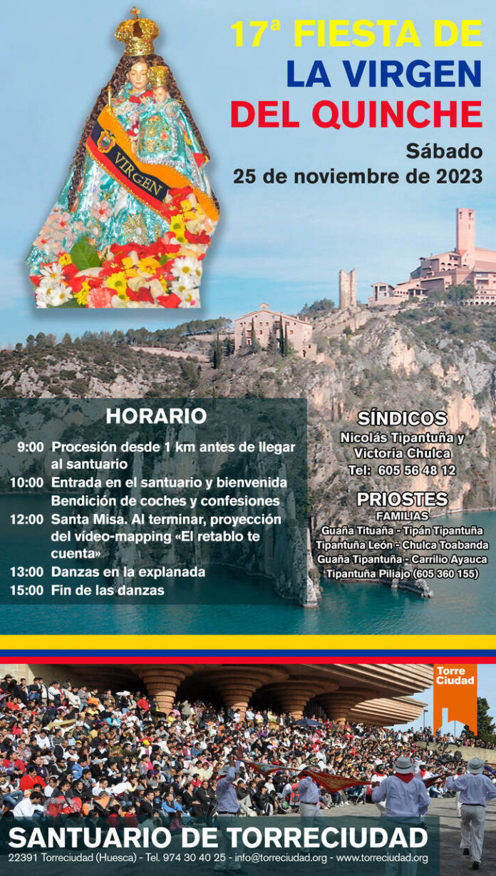 Cartel Fiesta de la Virgen del Quinche en Torreciudad 2023_