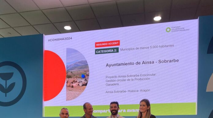 Aínsa, premiada en el Congreso Nacional de Medio Ambiente por su proyecto de economía circular sostenible