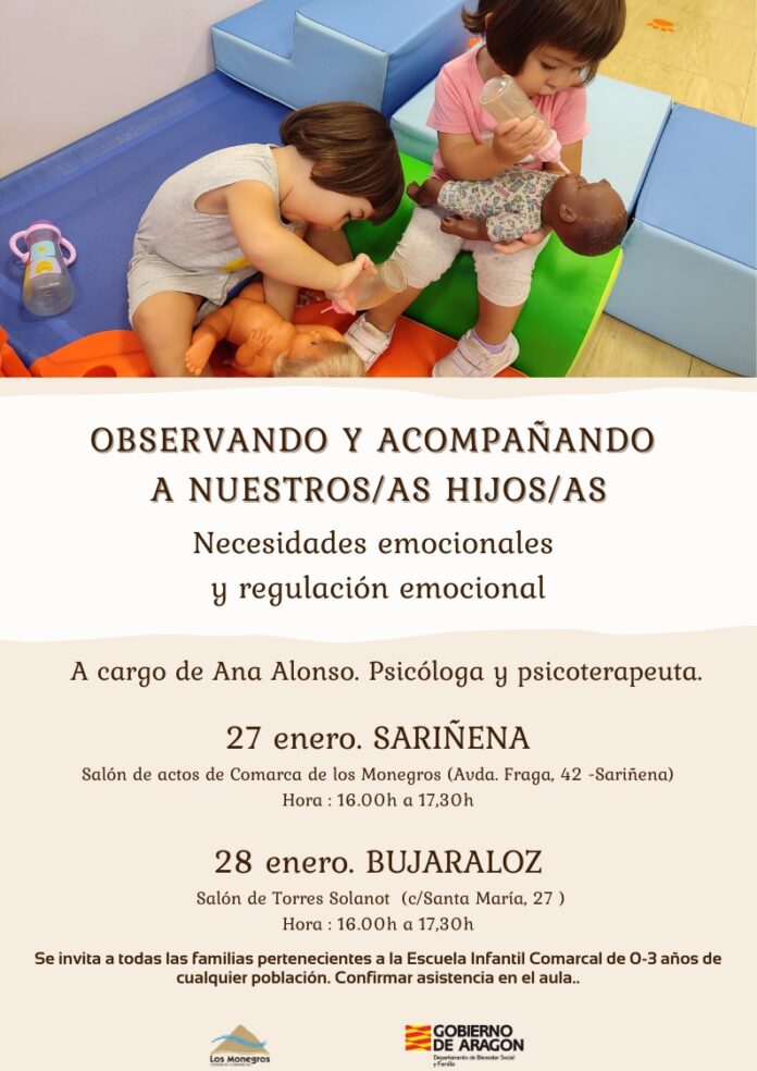 SARIÑENA/BUJARALOZ: Charlas sobre necesidades emocionales en la etapa de 0 a 3 años