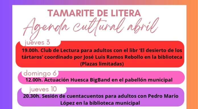 TAMARITE DE LITERA: Agenda cultural de abril
