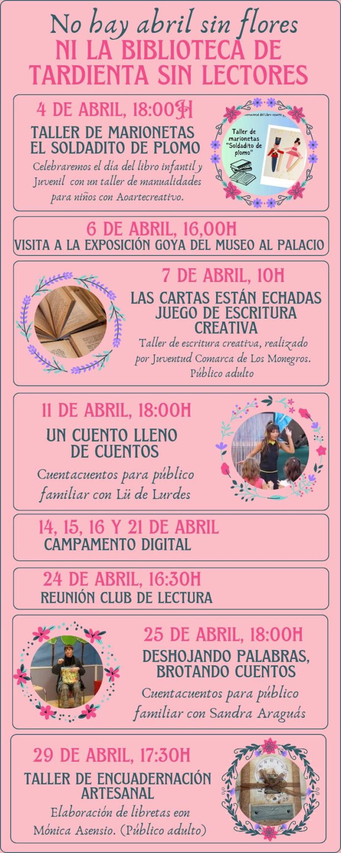 TARDIENTA: Actividades de abril en la biblioteca