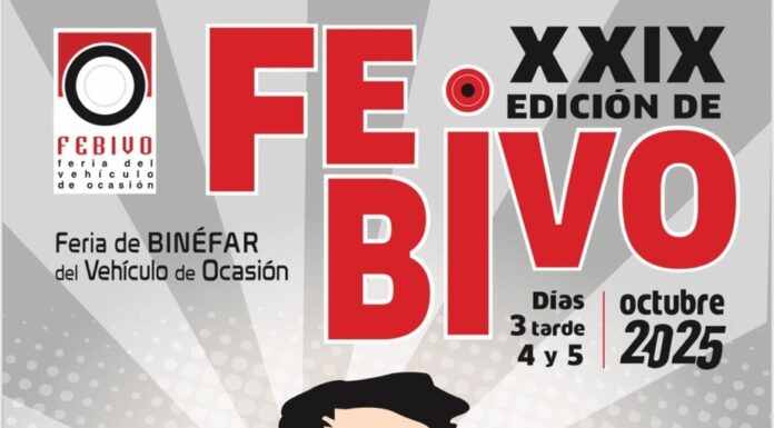 La XXIX Feria de Binéfar del Vehículo de Ocasión se celebrará del 3 al 5 de octubre