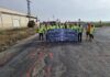 El octavo «Martes Negro» vuelve a denunciar el abandono y el peligroso estado de la intersección entre las carreteras A-131 y la A-129 en Sariñena