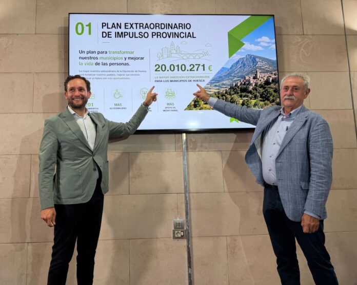 Isaac Claver y Álvaro Bescós en la presentación del Plan Extraordinario de Impulso Provincial