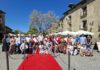 Aínsa abre su tradicional ofrenda floral a los pueblos de Sobrarbe con Boltaña como primera invitada