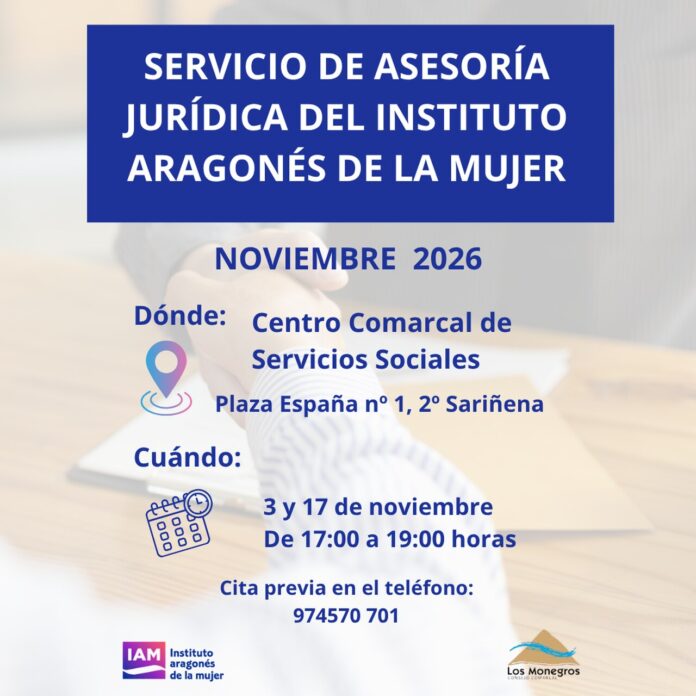 SARIÑENA: Asesoría Jurídica para Mujeres noviembre 2026