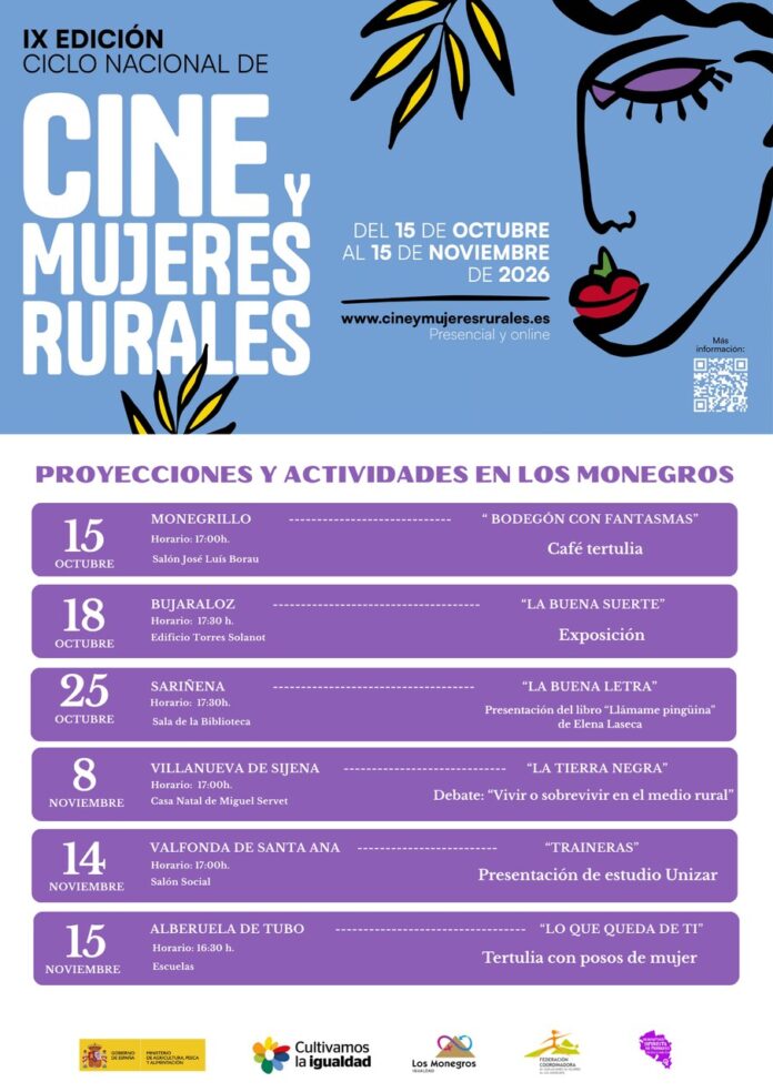 La Comarca de Los Monegros conmemora el Día Internacional de las Mujeres Rurales en Monegrillo con el inicio del IX Ciclo de Cine